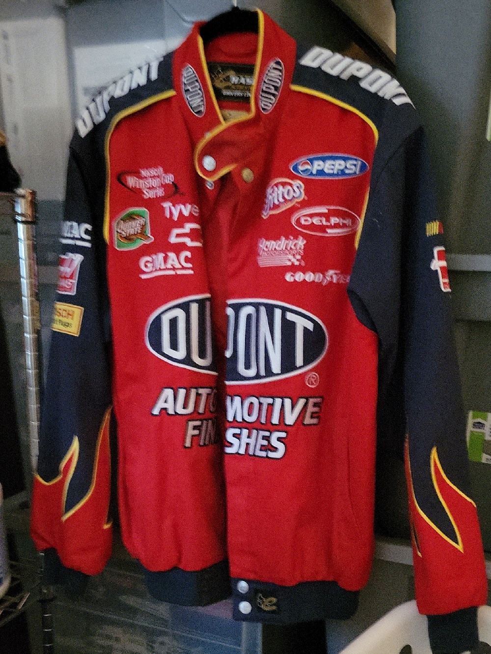 Chase Authentics Jeff GORDON Red and Navy Blue Racing-Style Bomber Jacket